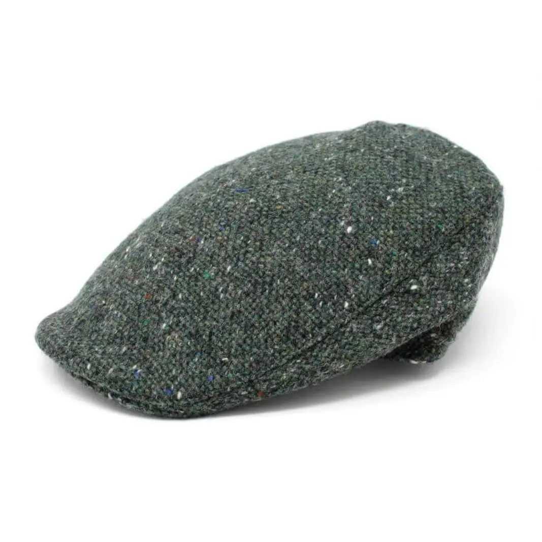 Hanna Hats Green Hat Large | Irish Wool Touring Cap with Satin Lining (Large, Green Fleck) - main product image