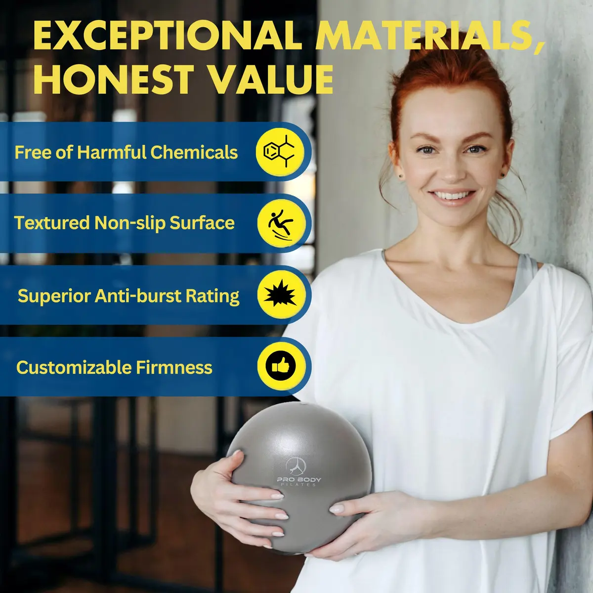ProBody Pilates Ball Small — 9 Inch Exercise Ball for Core & Rehab, Black | Anti-Burst PVC, Latex-Free - view 5