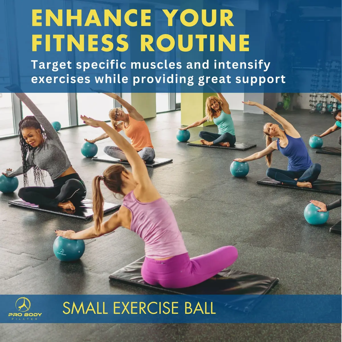 ProBody Pilates Ball Small — 9 Inch Exercise Ball for Core & Rehab, Black | Anti-Burst PVC, Latex-Free - view 8