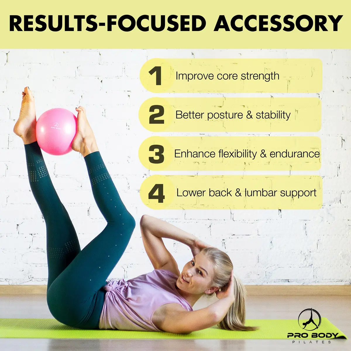 ProBody Pilates Ball Small — 9 Inch Exercise Ball for Core & Rehab, Black | Anti-Burst PVC, Latex-Free - view 9