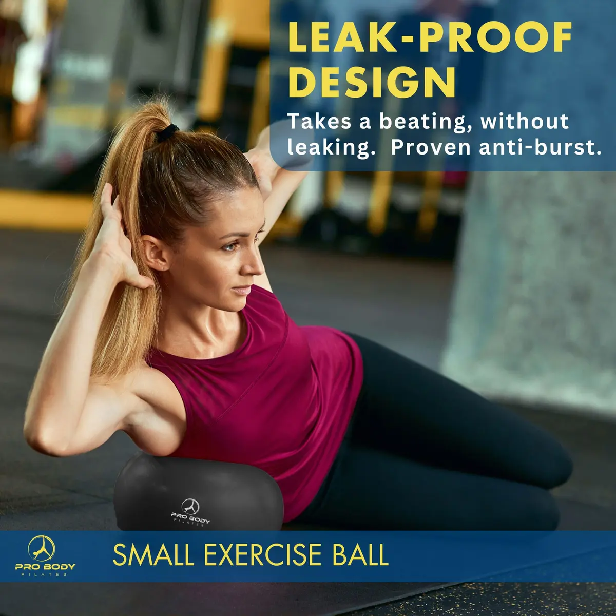 ProBody Pilates Ball Small — 9 Inch Exercise Ball for Core & Rehab, Black | Anti-Burst PVC, Latex-Free - view 3