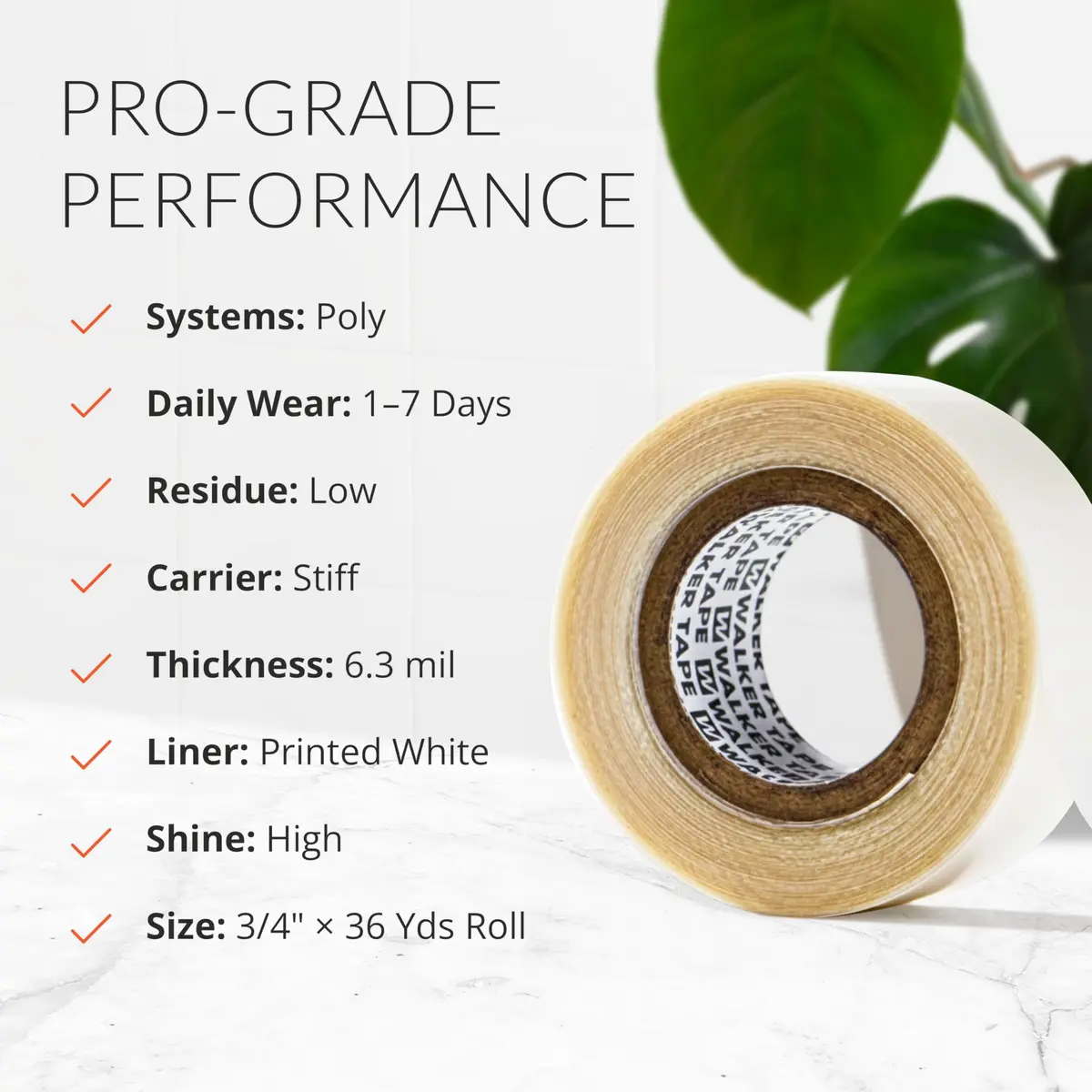 Walker Tape Clear Adhesive Tape Roll 3/4" x 36 Yards | Hypoallergenic Daily Wear Hold - view 3