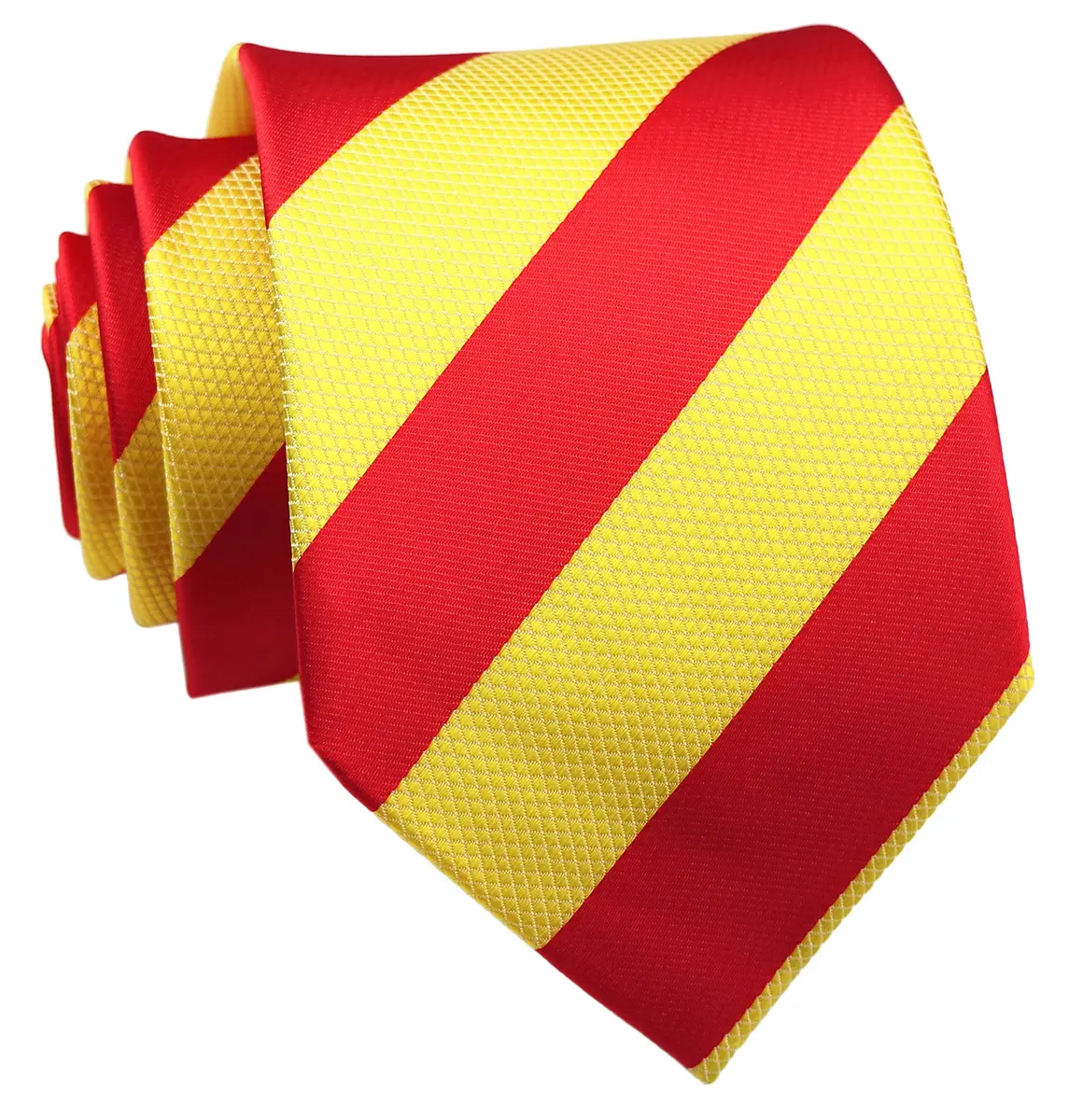 Secdtie Men's Red Yellow Striped Jacquard Woven Silk Tie Formal Necktie | Classic Business & Casual Style - main product image