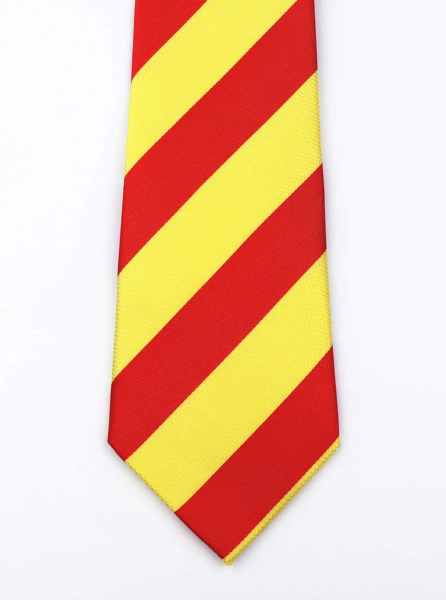 Secdtie Men's Red Yellow Striped Jacquard Woven Silk Tie Formal Necktie | Classic Business & Casual Style - view 5