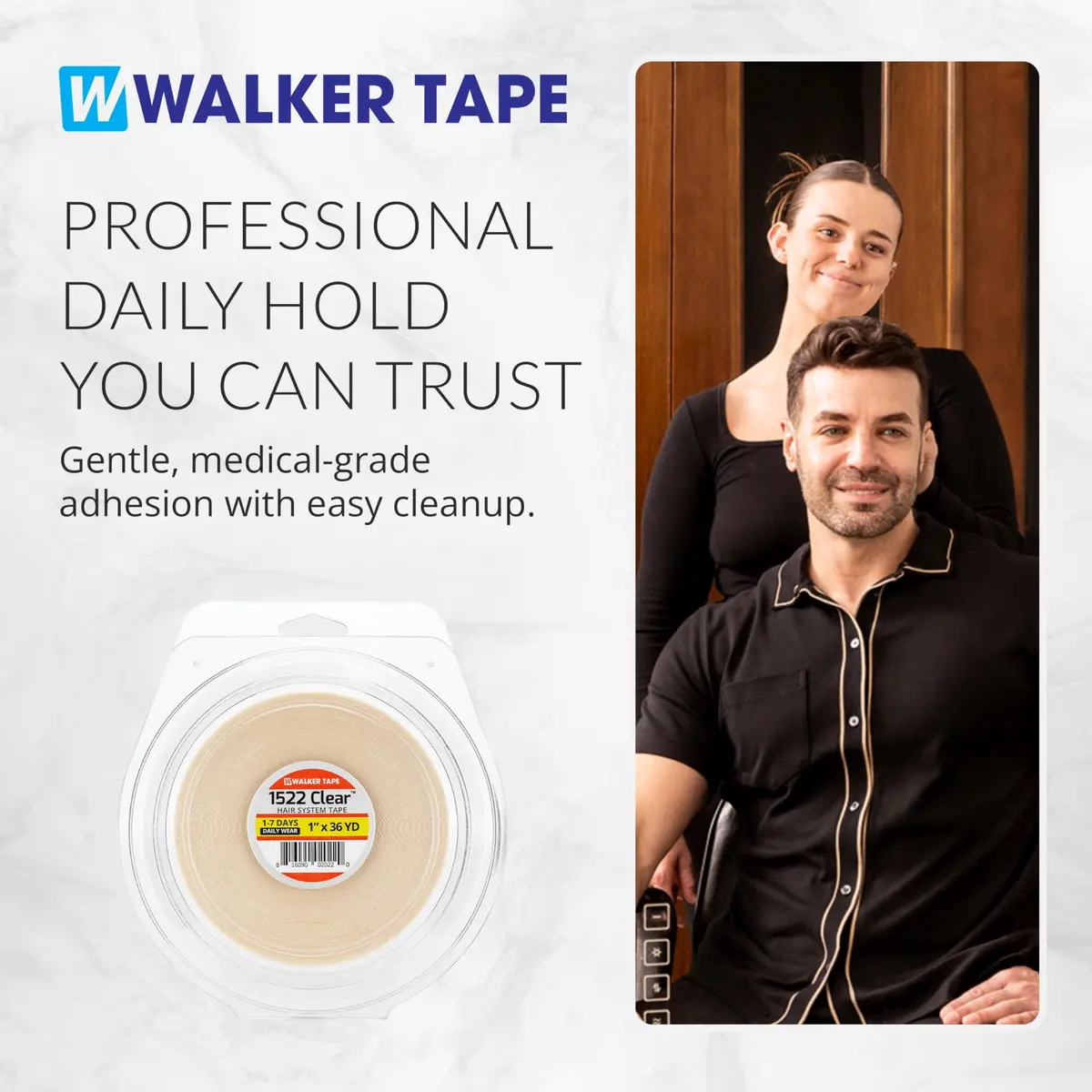 Walker Tape Hypoallergenic Adhesive Tape Roll 2.54 cm x 32.92 m (1" x 36 Yds) | Gentle Skin Adhesion for Wig Installs - view 8