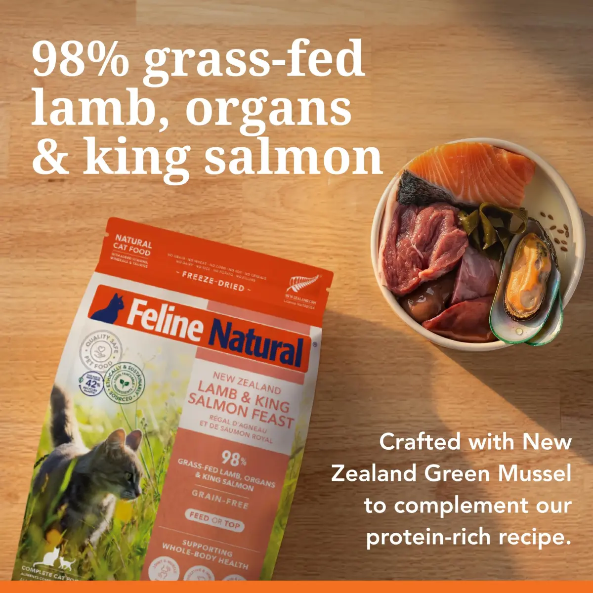 Feline Natural High Protein Freeze Dried Cat Food 11 oz (312 g) | 98% Meat Diet for Cats - view 4