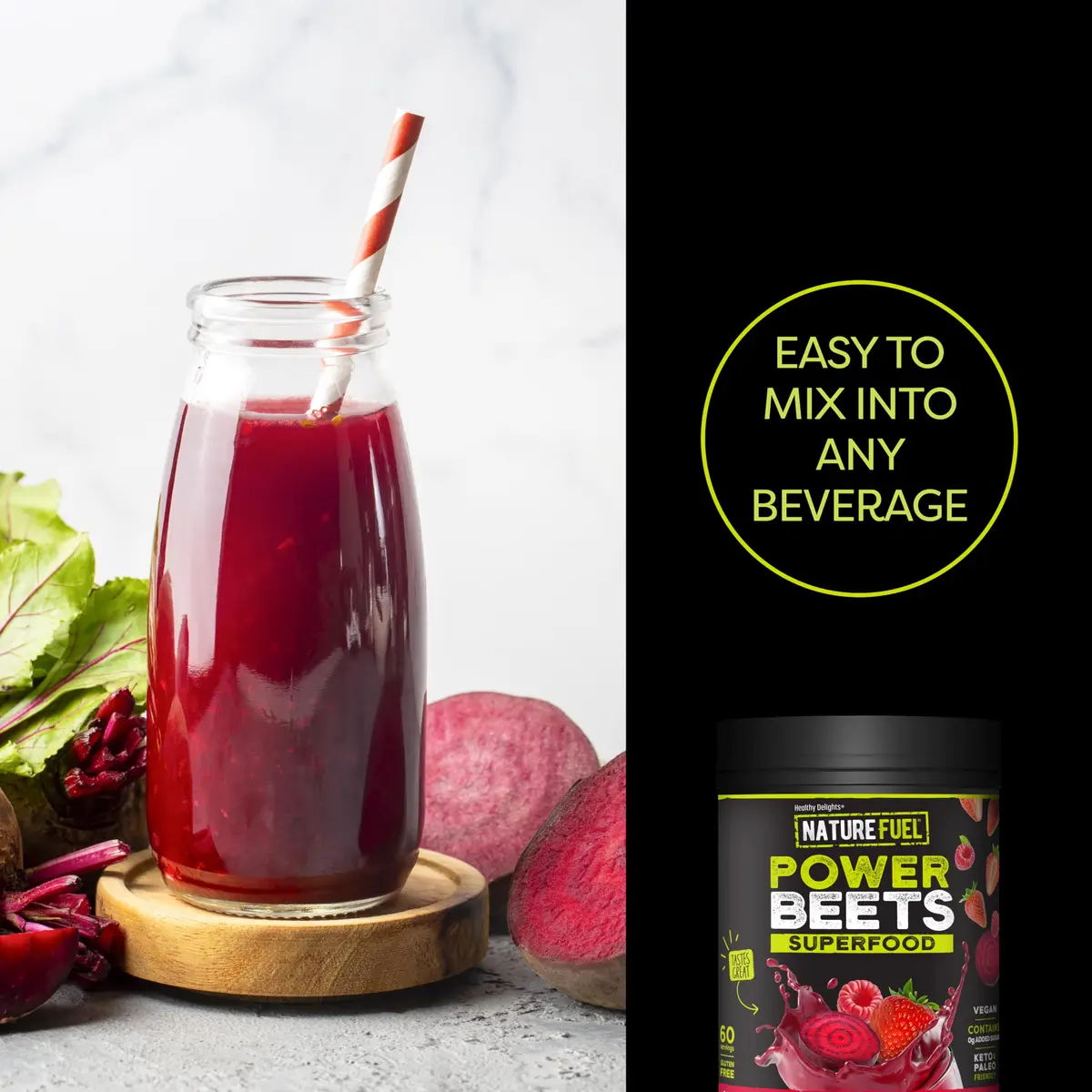 Healthy Delights Power Beets Powder 11.6 Ounce | Natural Energy & Antioxidant Support - view 6