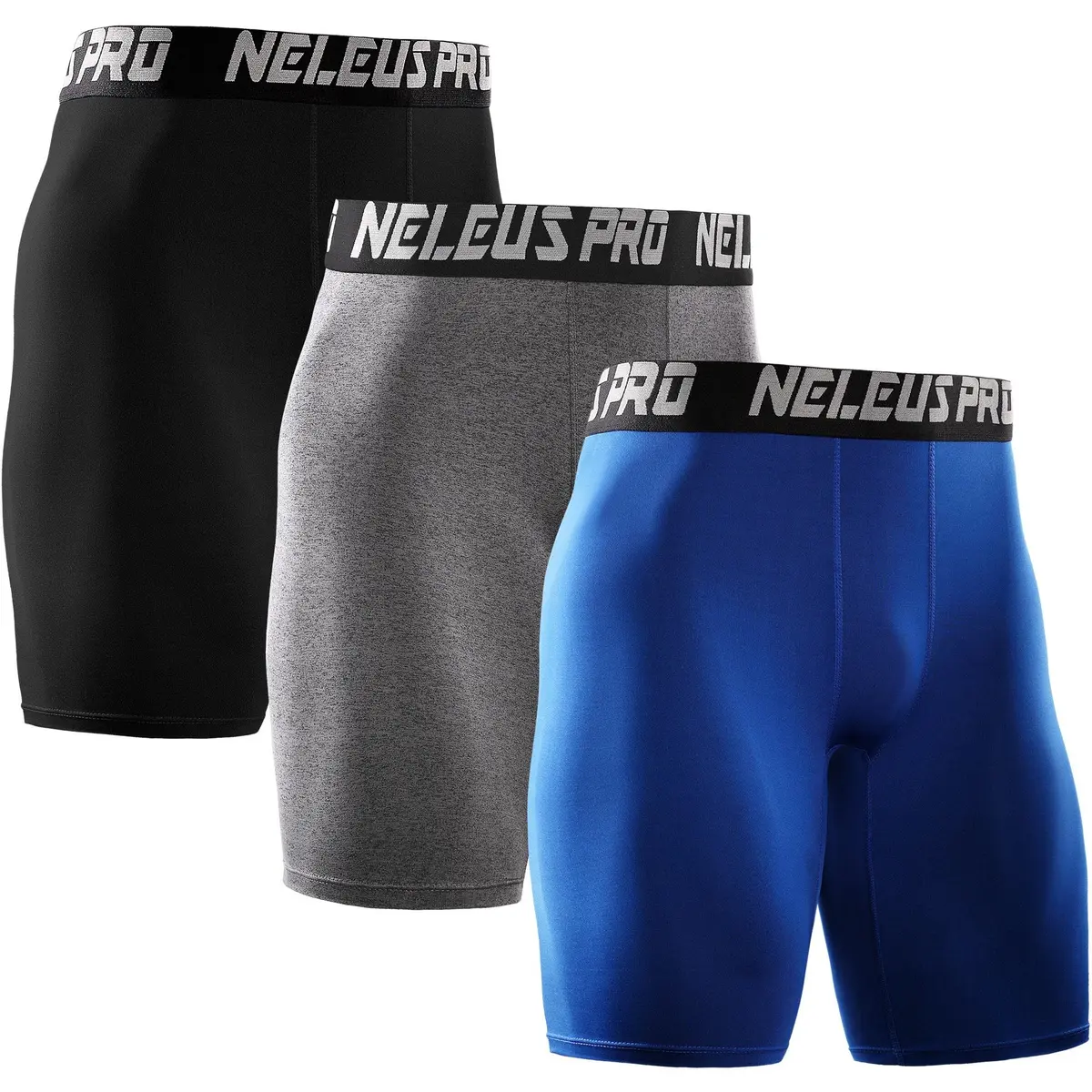 NELEUS Men's 3 Pack Athletic Compression Shorts | Quick Dry, Supportive Fit, US S - main product image