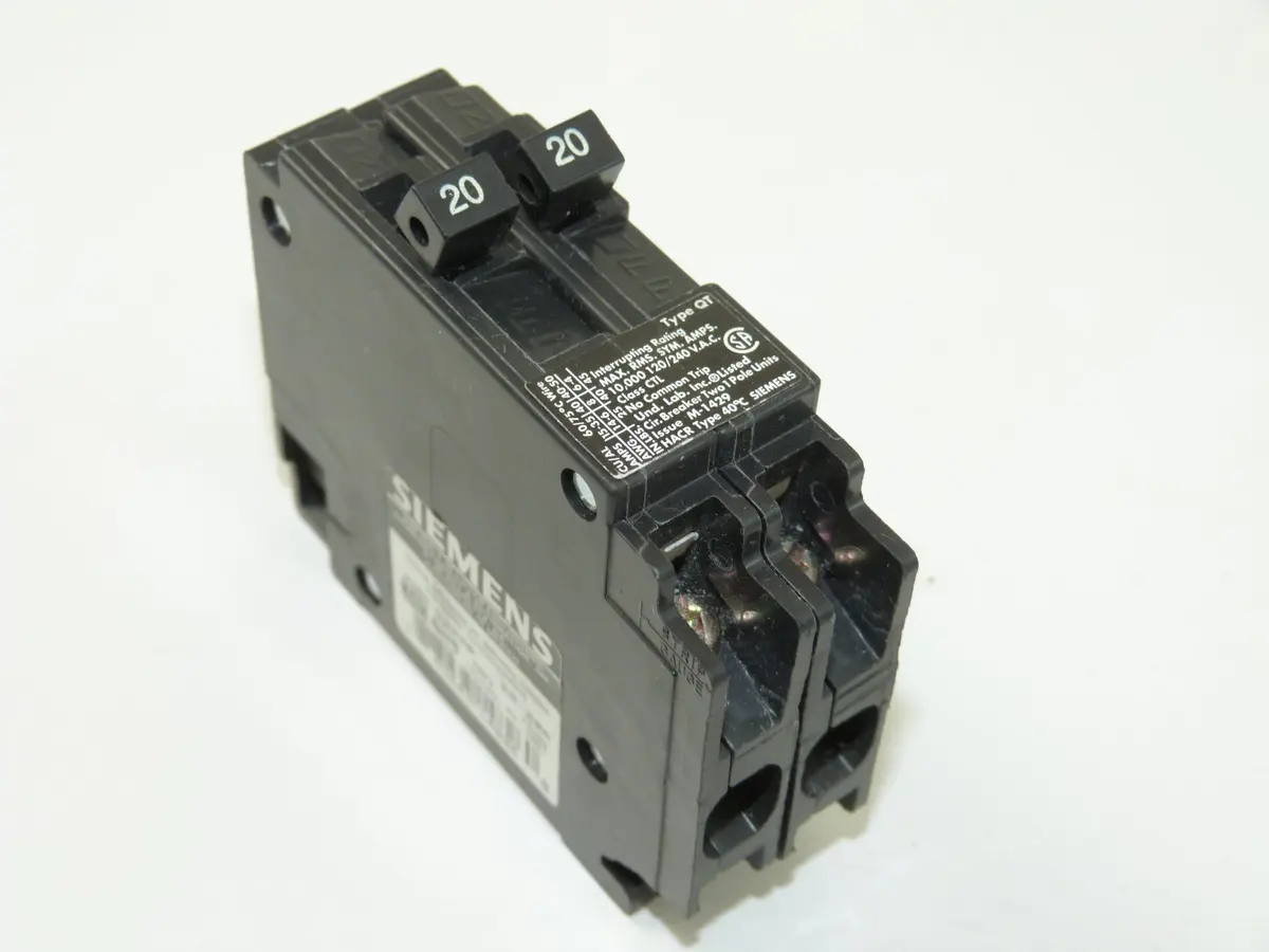 SIEMENS Twin Breaker 20A 1P Plug-In | Copper, Black, 120/240V, 2 Pack - main product image