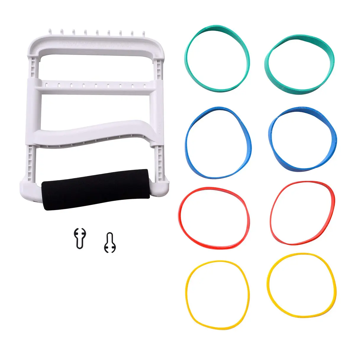 Sammons Preston Rolyan Hand Exerciser with Padded Handle, Adjustable Resistance, 4 Rubber Bands, White - main product image