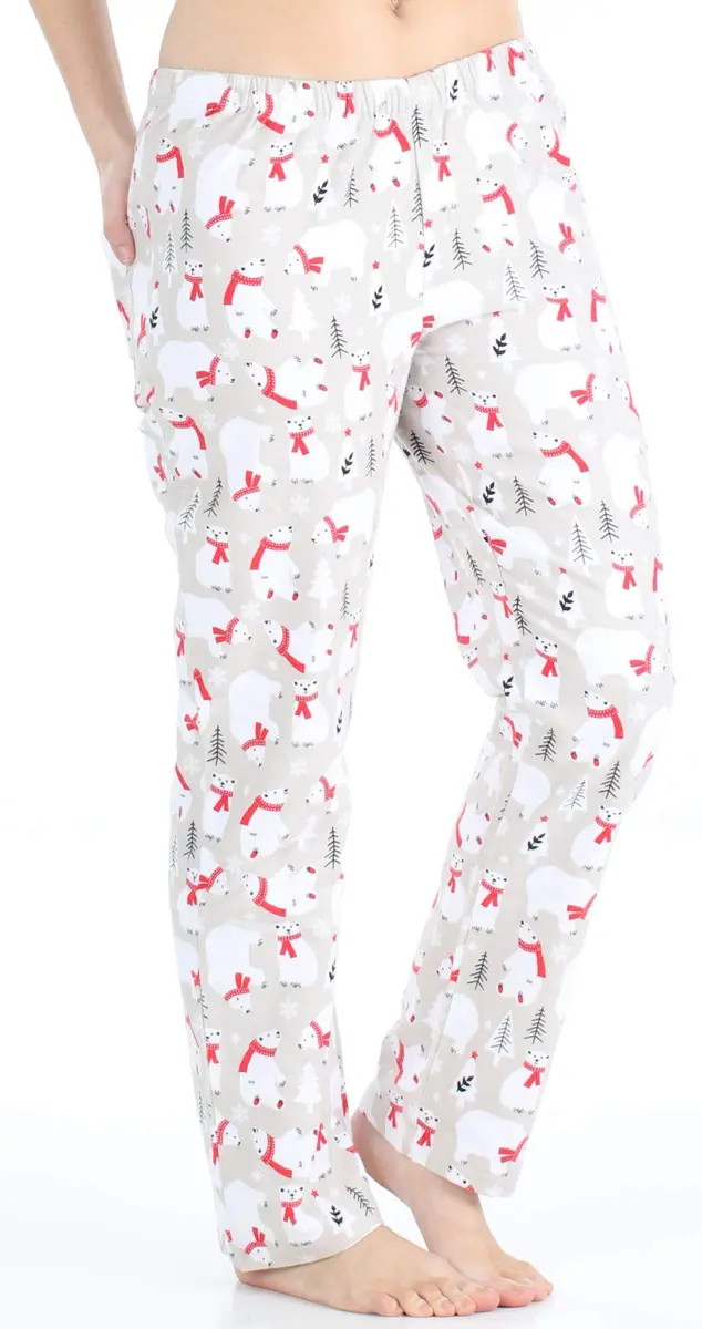 PajamaMania Women's Cotton Flannel Long Sleeve Pajama Set, Polar Bear, 2X | Soft, Warm, Relaxed Fit for Indian Winters - view 3