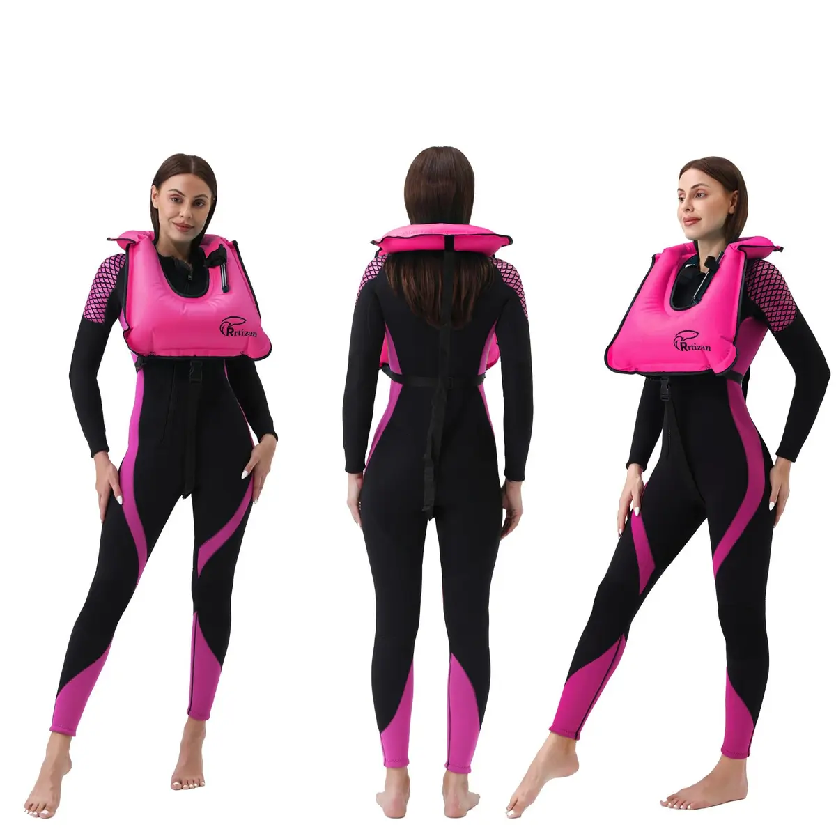 Rrtizan Snorkel Vest One Size Pink | Portable Inflatable Swim Jacket for Adults - view 6