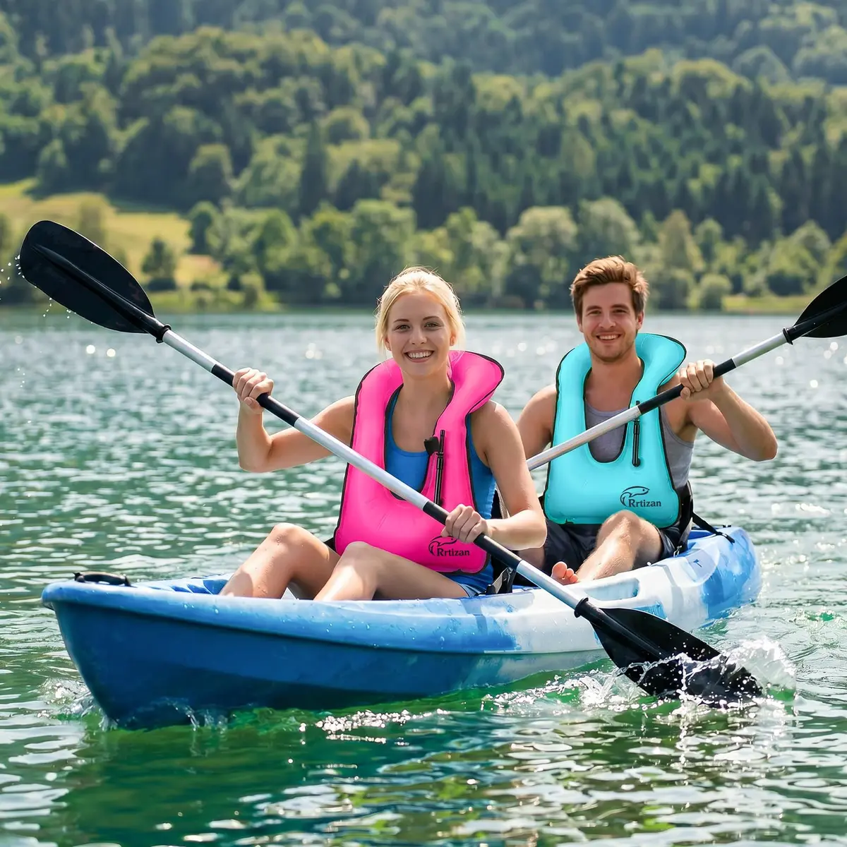 Rrtizan Snorkel Vest One Size Pink | Portable Inflatable Swim Jacket for Adults - view 2