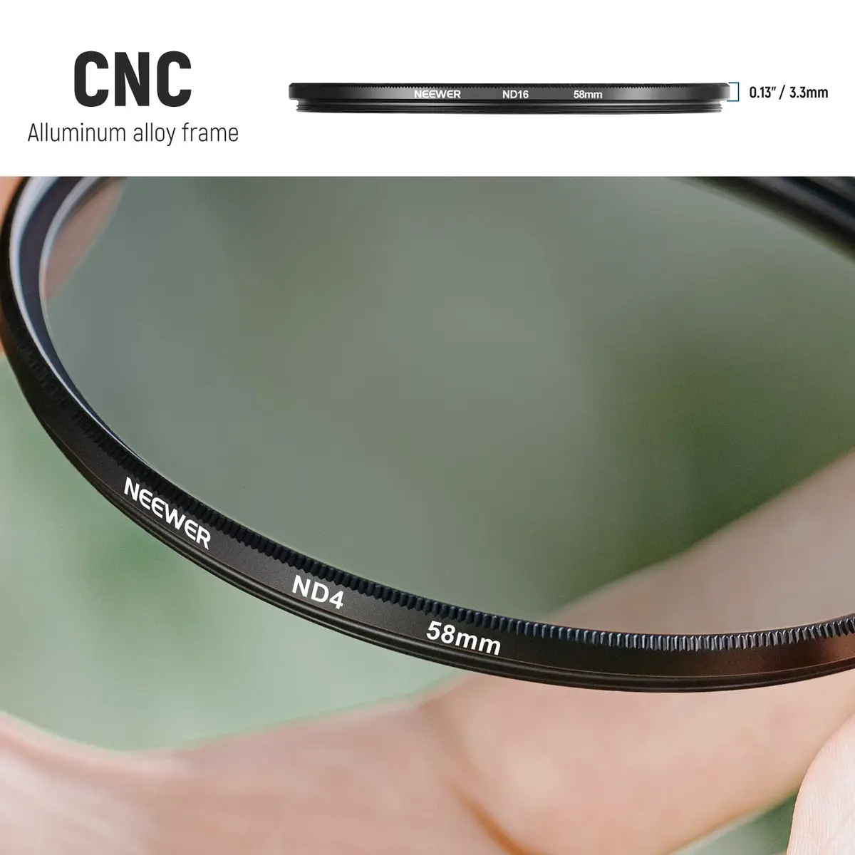 NEEWER Fixed ND Filter Kit 58mm ND2 ND4 ND8 ND16 | Neutral Density Filters for Long Exposure - view 5