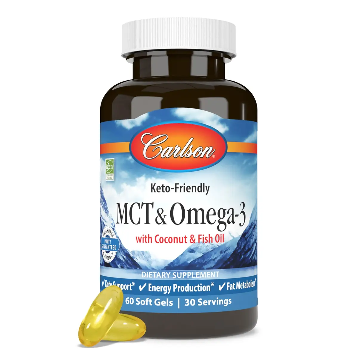 Carlson MCT & Omega-3 Coconut Oil 60 Softgels | Supports Fat Metabolism & Heart Health - view 5