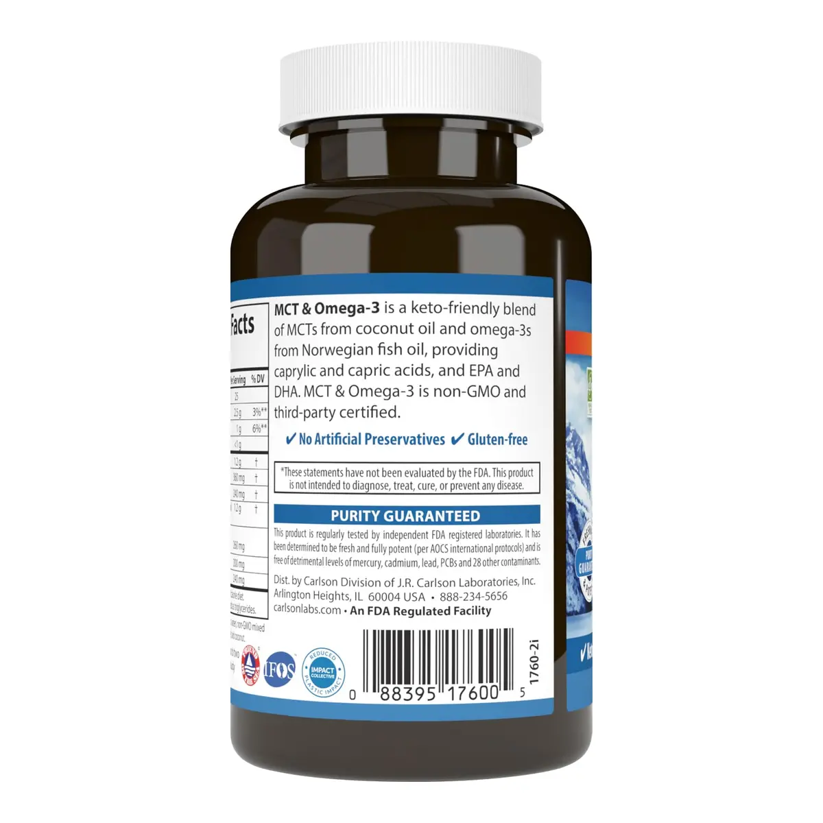 Carlson MCT & Omega-3 Coconut Oil 60 Softgels | Supports Fat Metabolism & Heart Health - view 3
