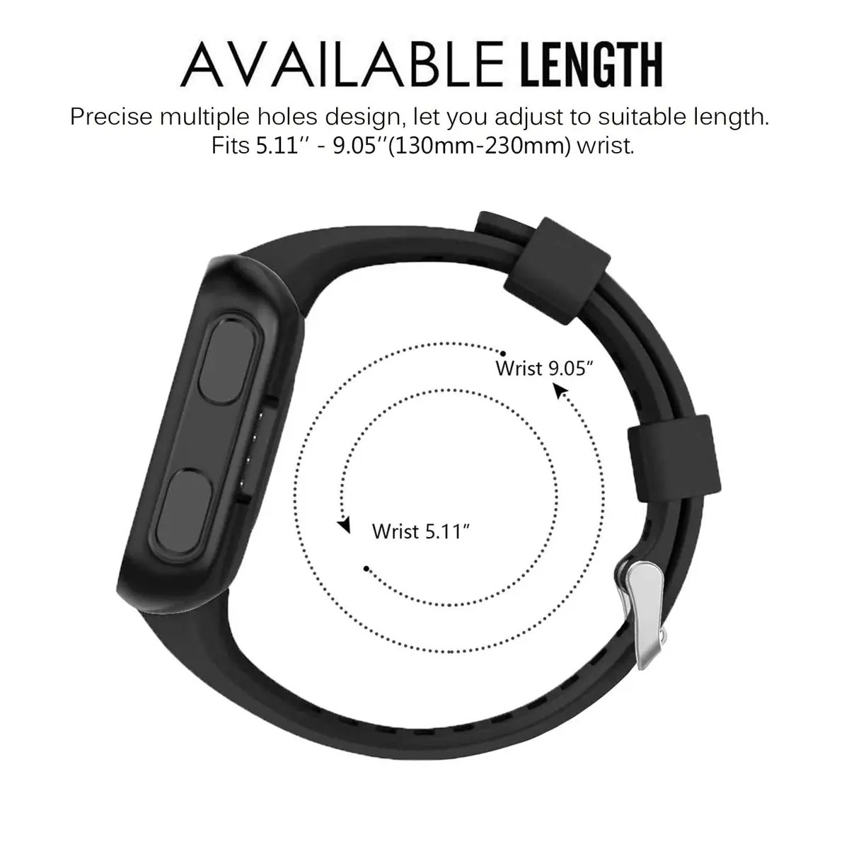 AUTRUN Compatible Garmin Forerunner 35 Silicone Wristband | Adjustable & Durable (130mm-230mm) - view 6