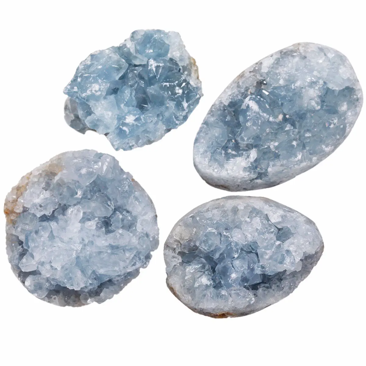 Rockcloud Natural Raw Blue Celestite Mineral Healing Crystal Cluster Geode Irregular Home Decoration Gemstone Specimen Large, 160-220g - view 4