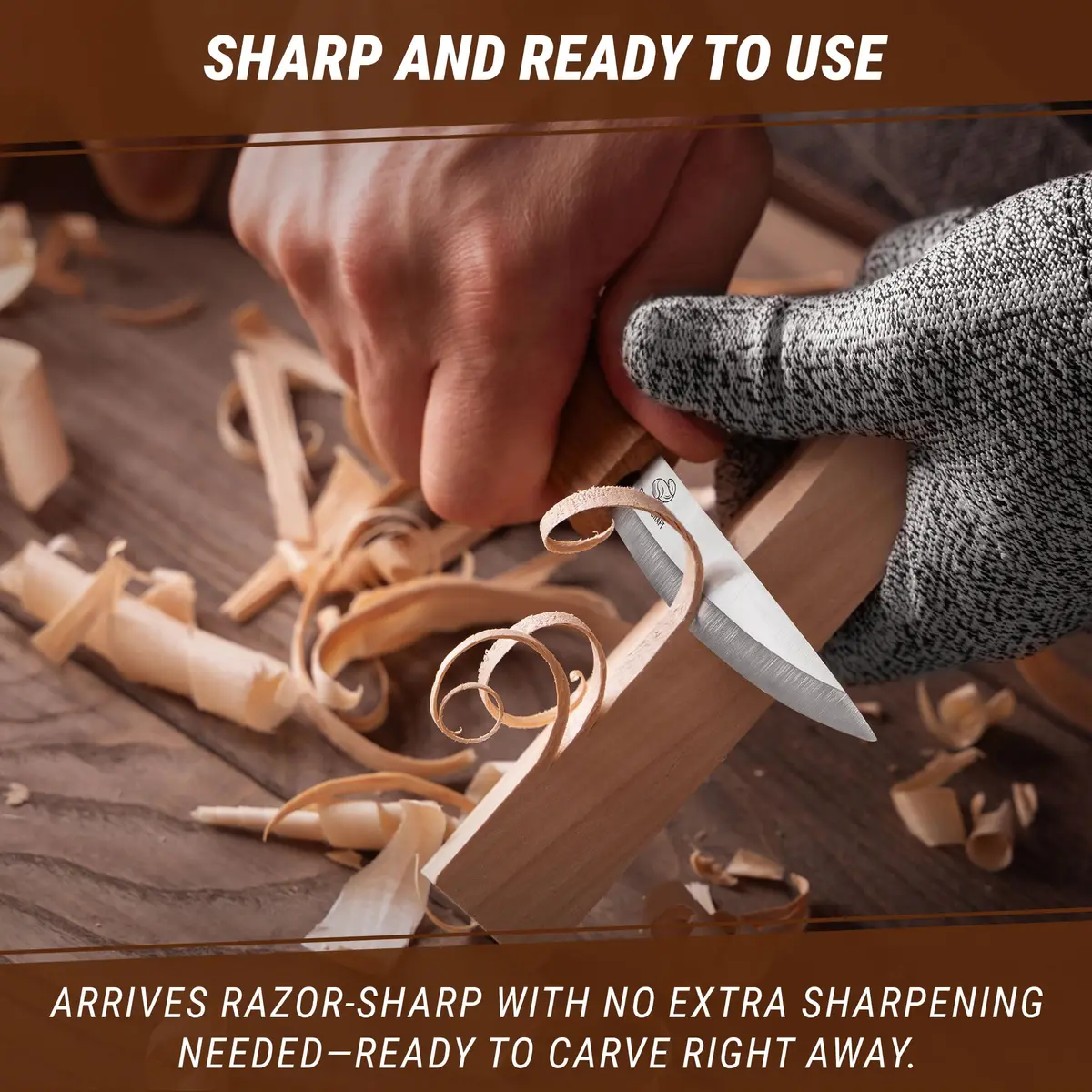 BeaverCraft Wood Carving Knife C4 3.14" | High-Carbon Steel, Ergonomic Oak Handle, Perfect for Woodworking & Whittling - view 4