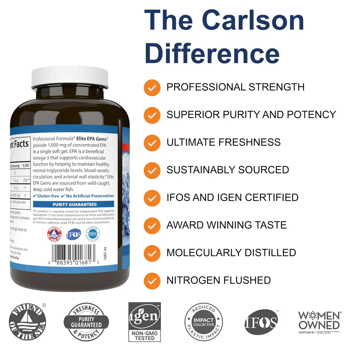 Carlson Elite EPA Gems 1000 mg | Wild-Caught Omega-3 for Heart & Mood Support - view 2