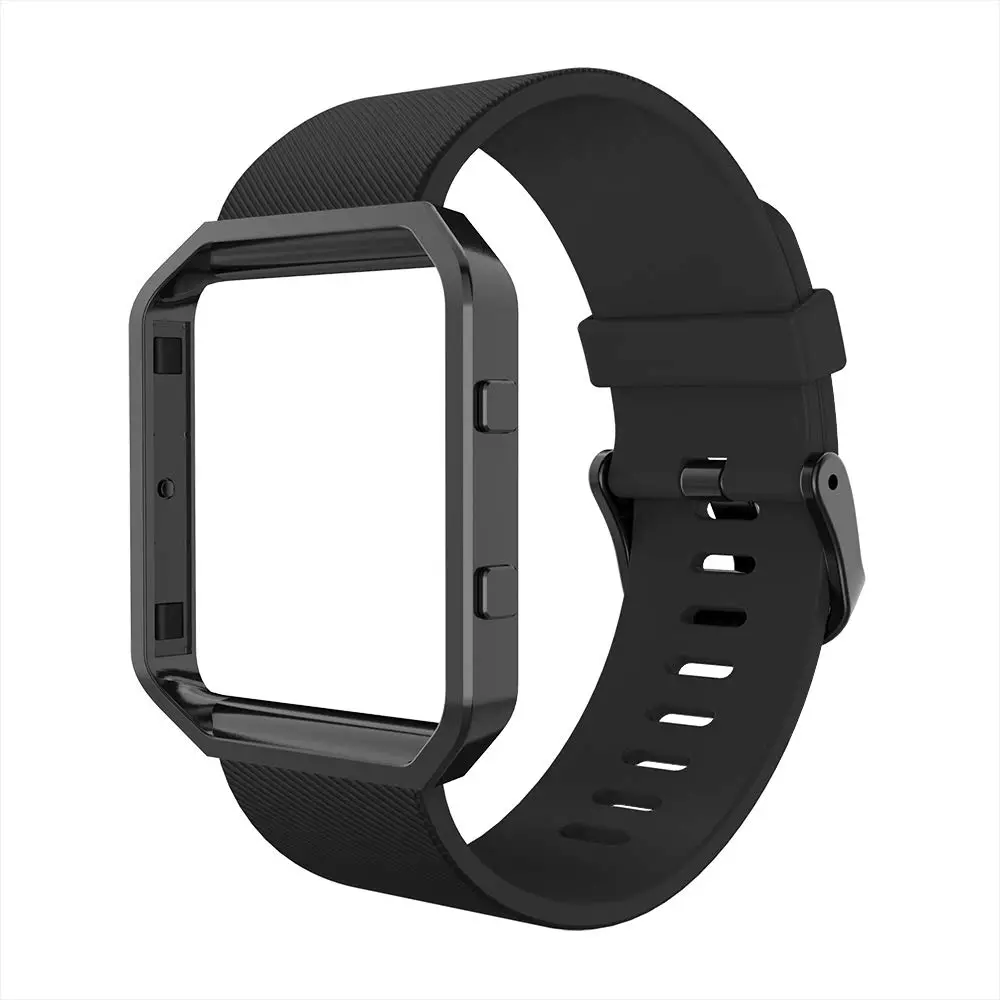 Simpeak Sport Band Compatible with Fitbit Blaze Large | Silicone Wrist Band with Metal Frame for Fitbit Blaze Men Women - main product image