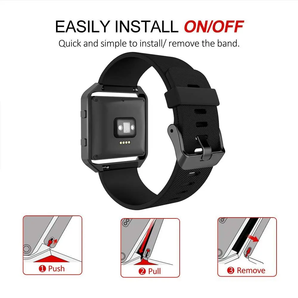 Simpeak Sport Band Compatible with Fitbit Blaze Large | Silicone Wrist Band with Metal Frame for Fitbit Blaze Men Women - view 5