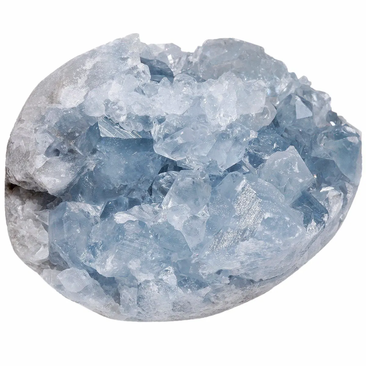 Rockcloud Natural Raw Blue Celestite Mineral Healing Crystal Cluster Geode | Unique Healing Geode for Meditation & Aura Strength - main product image