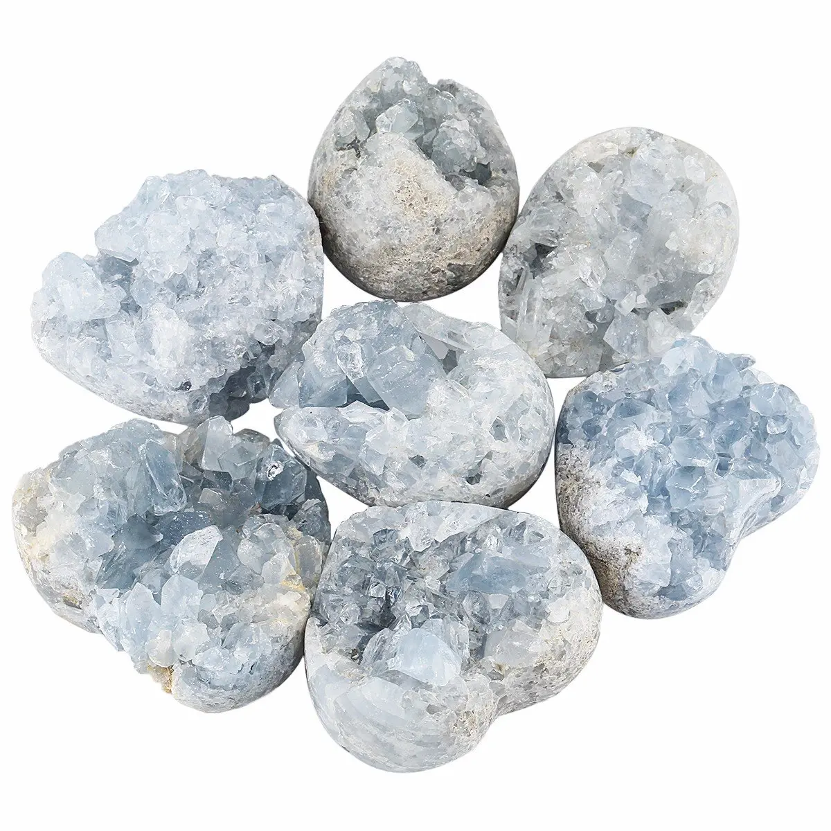 Rockcloud Natural Raw Blue Celestite Mineral Healing Crystal Cluster Geode | Unique Healing Geode for Meditation & Aura Strength - view 6