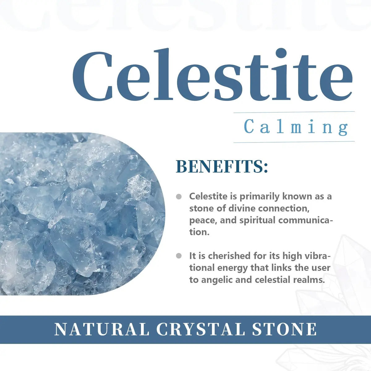 Rockcloud Natural Raw Blue Celestite Mineral Healing Crystal Cluster Geode | Unique Healing Geode for Meditation & Aura Strength - view 2