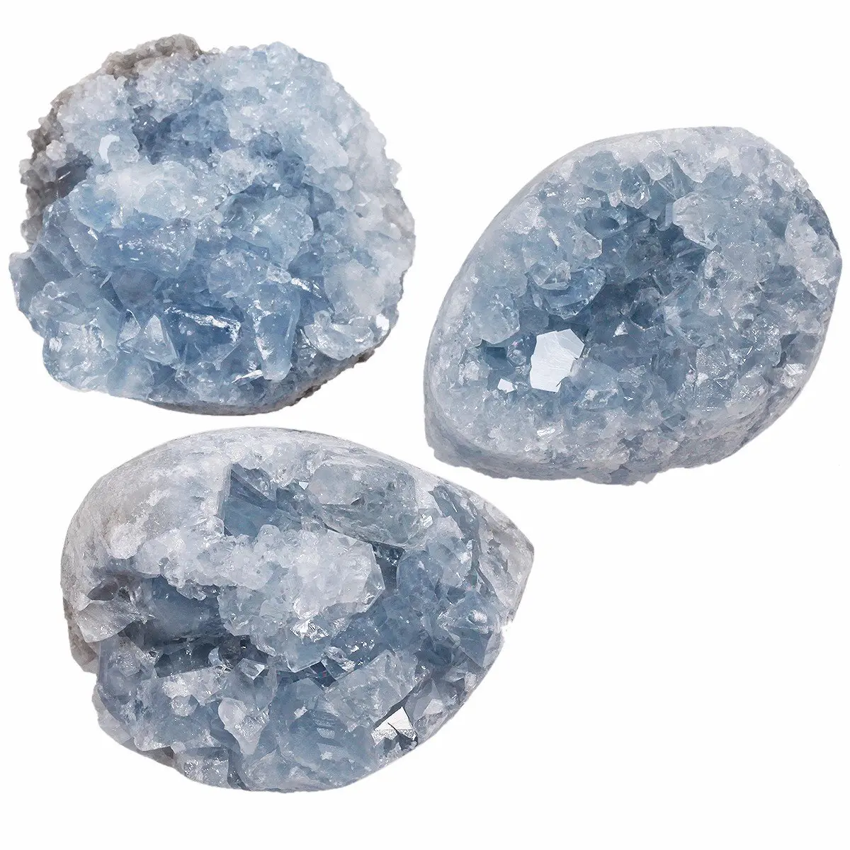 Rockcloud Natural Raw Blue Celestite Mineral Healing Crystal Cluster Geode | Unique Healing Geode for Meditation & Aura Strength - view 4
