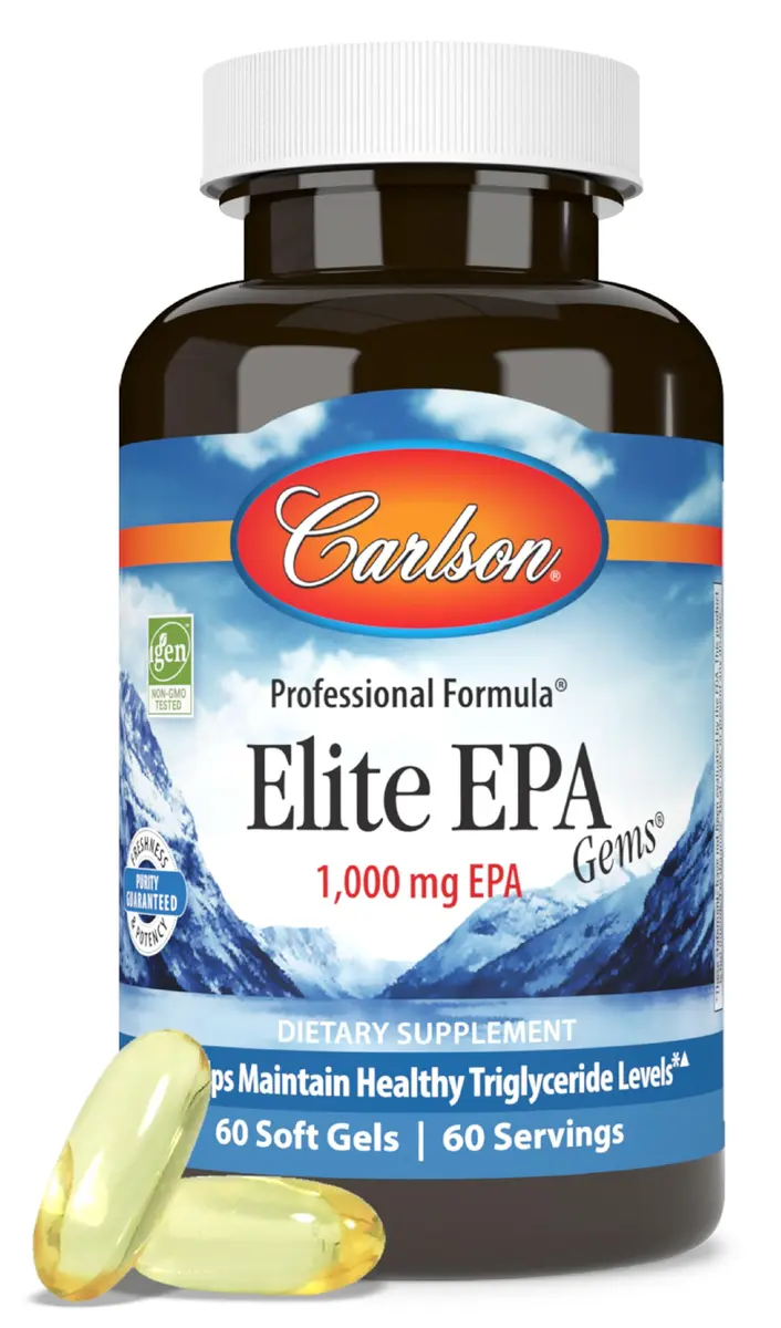 Carlson Elite EPA Gems 60 Softgels | 1000 mg Wild-Caught Omega-3 for Heart & Mood Support - main product image