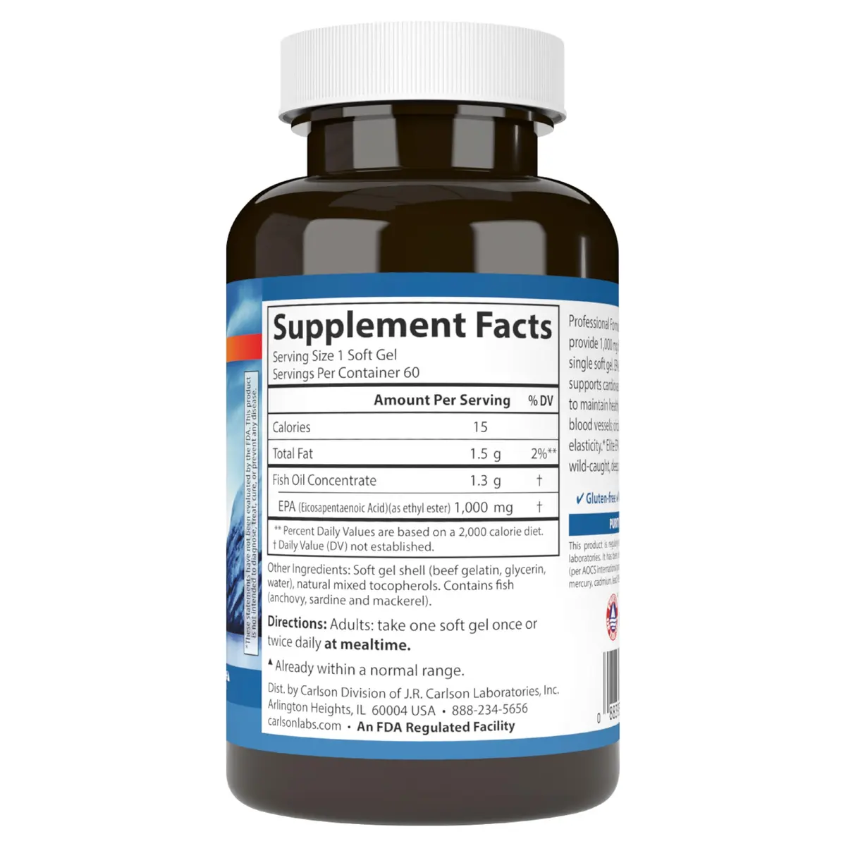 Carlson Elite EPA Gems 60 Softgels | 1000 mg Wild-Caught Omega-3 for Heart & Mood Support - view 7
