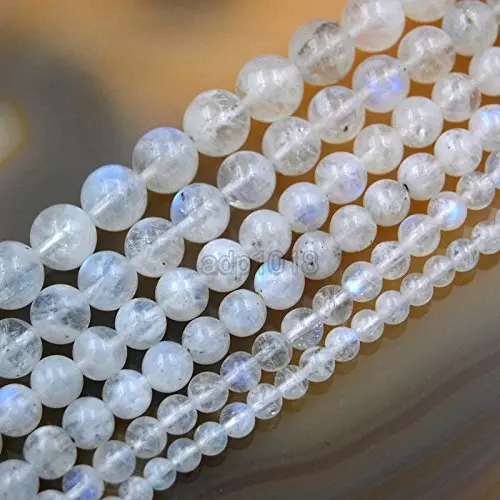 AD Beads Natural White Moonstone Gemstone Beads 8mm | Rainbow Flash Round Beads for Jewelry & Crafts - main product image