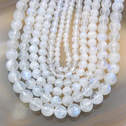 AD Beads Natural White Moonstone Gemstone Beads 8mm | Rainbow Flash Round Beads for Jewelry & Crafts - view 4