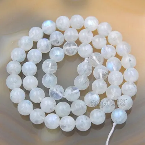 AD Beads Natural White Moonstone Gemstone Beads 8mm | Rainbow Flash Round Beads for Jewelry & Crafts - view 7
