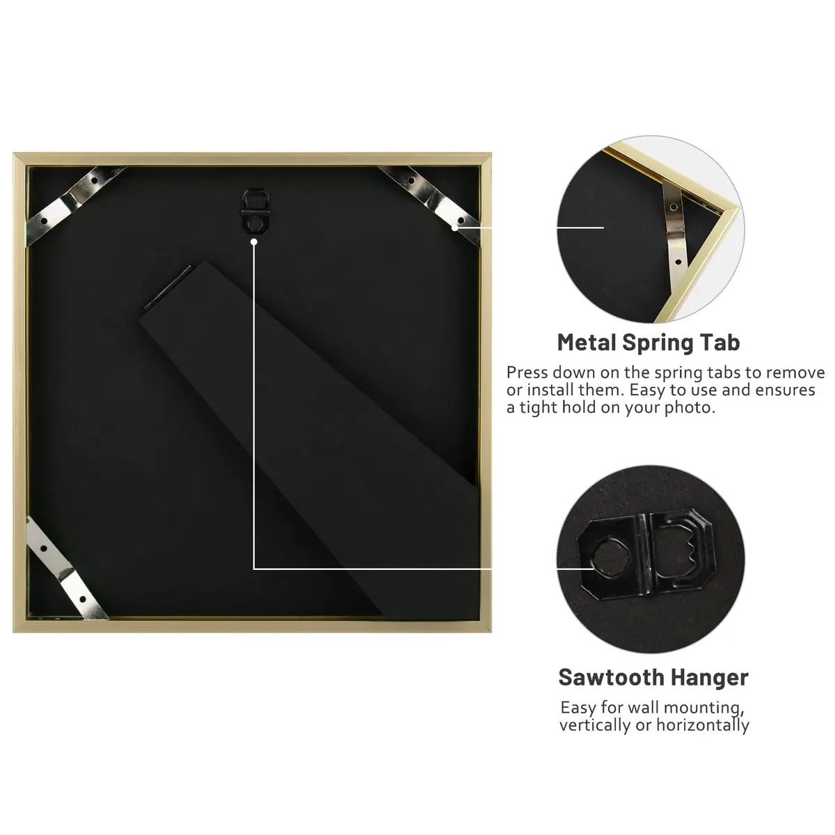 Frametory 8x8 Aluminum Picture Frame with Mat for 4x4 Photo | Gold - view 5