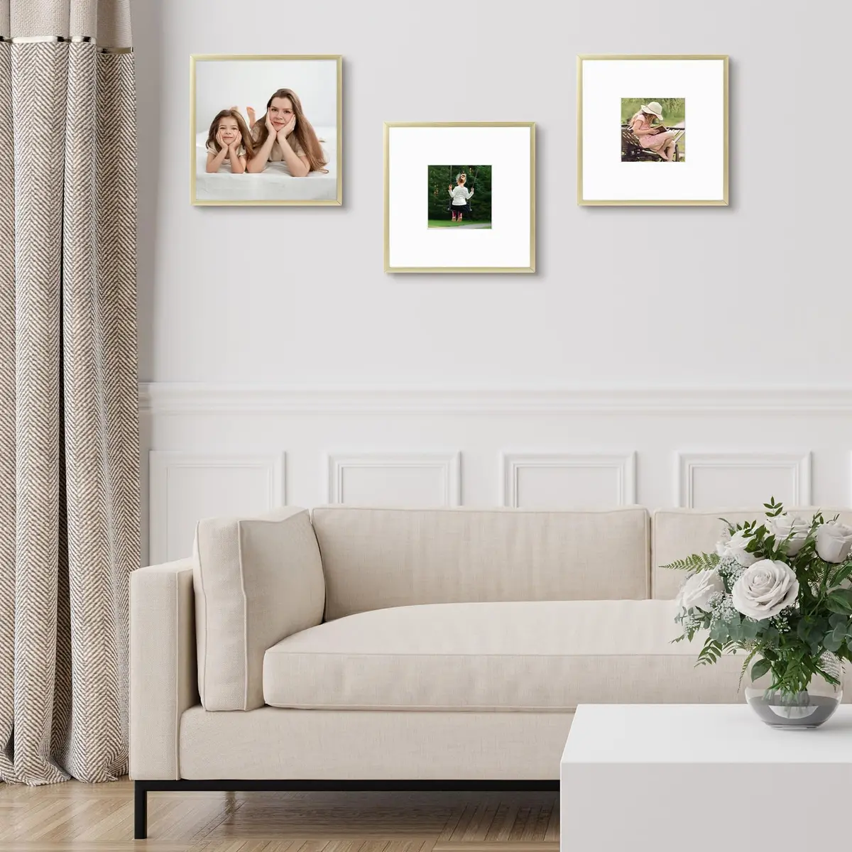 Frametory 8x8 Aluminum Picture Frame with Mat for 4x4 Photo | Gold - view 2