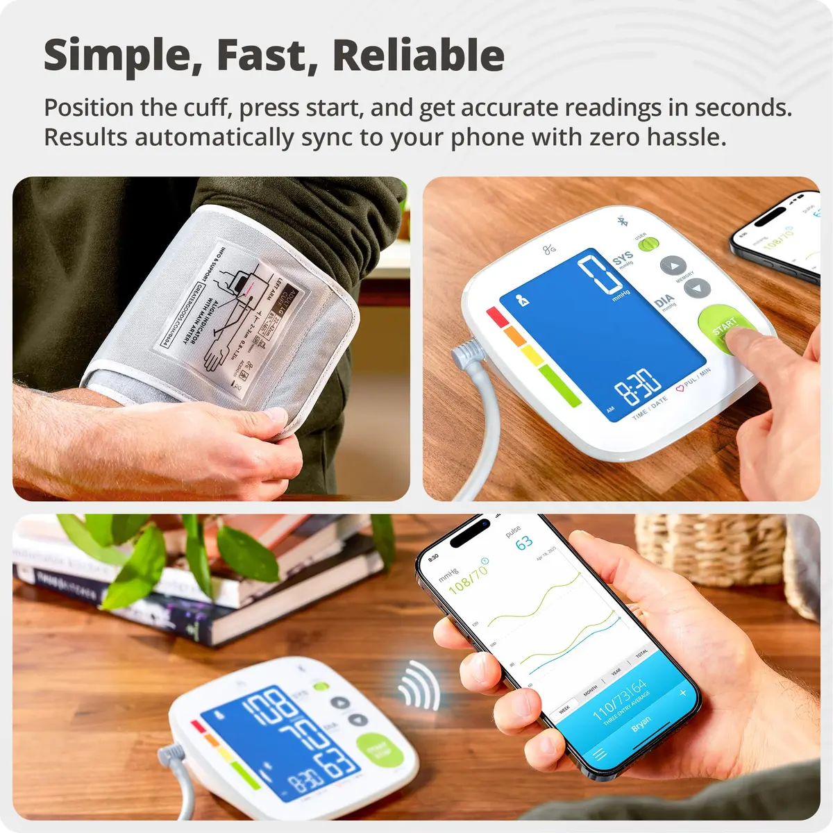 Greater Goods Bluetooth Smart Blood Pressure Monitor | 22-42cm (8.7"-16.5") Cuff, iOS & Android App Compatible - view 4