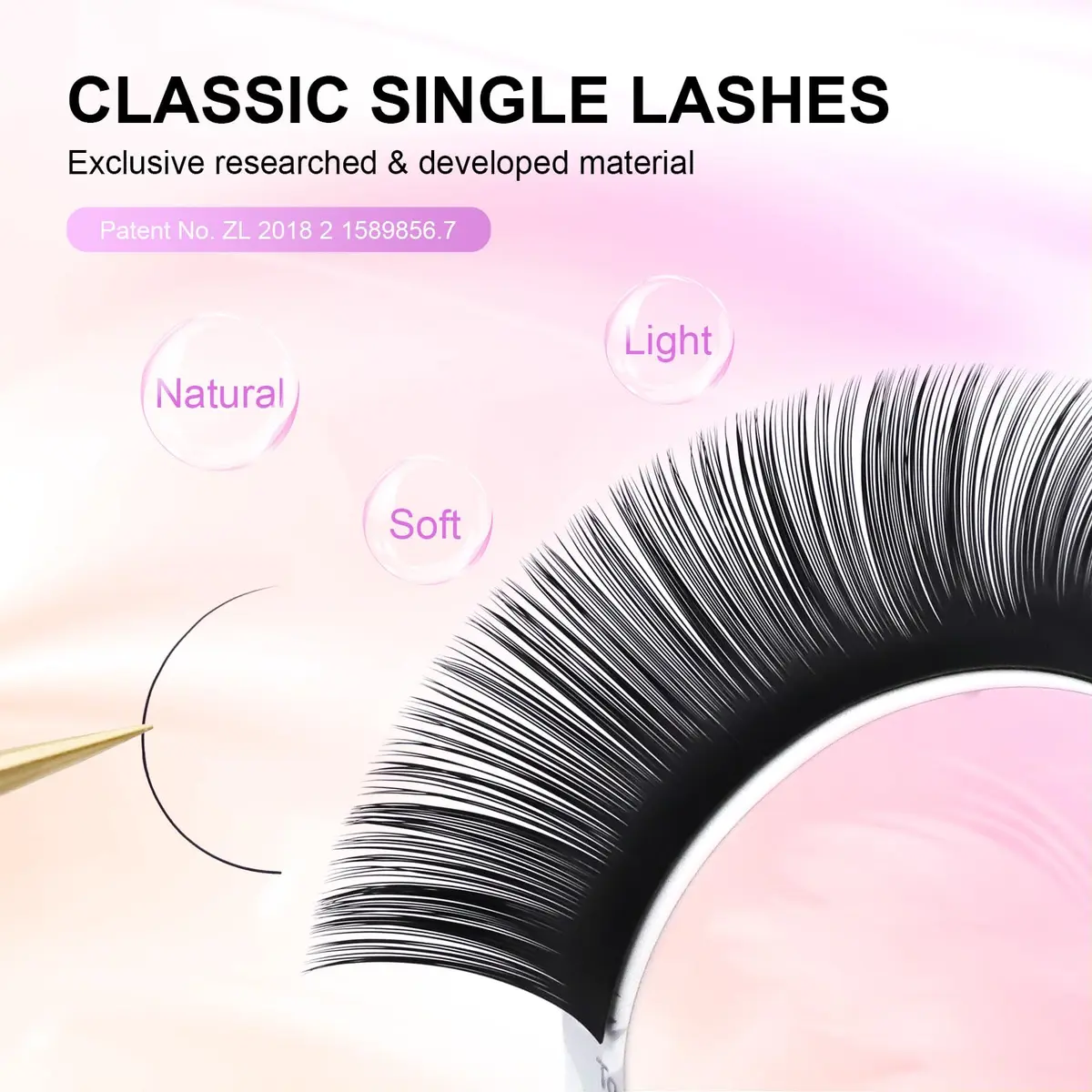 NAGARAKU Classic Individual Lash Extensions 0.10 LC 7-15mm Mix | Professional Matte Black PBT Fiber - view 2