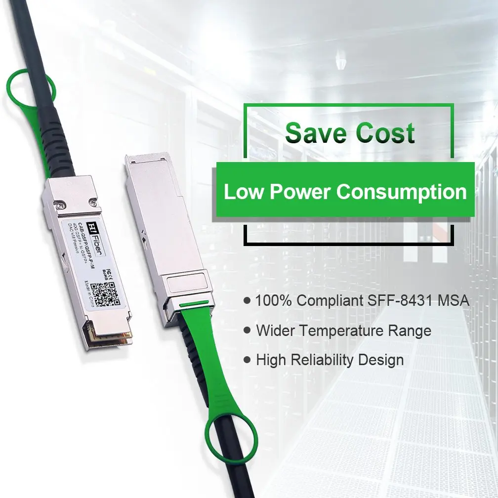 H!Fiber 40Gb QSFP+ DAC Cable 3m | 40GBASE-CR4 Passive Twinax for Cisco & Open Devices - view 4