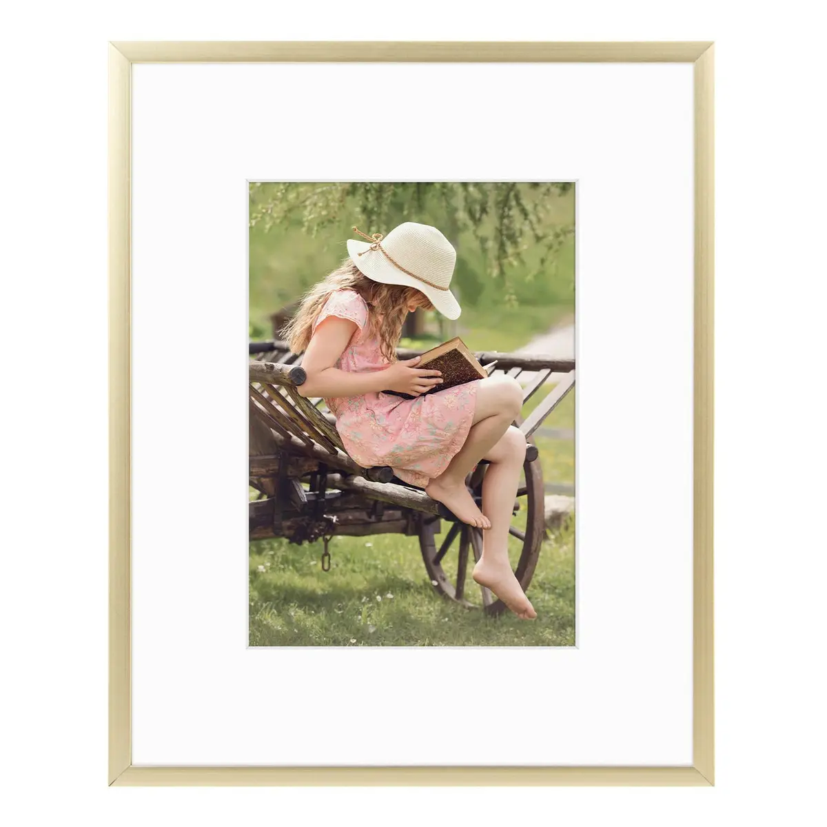 Frametory 8x10 Aluminum Picture Frame with Mat for 5x7 Photo, Gold | Wall & Tabletop Display - main product image