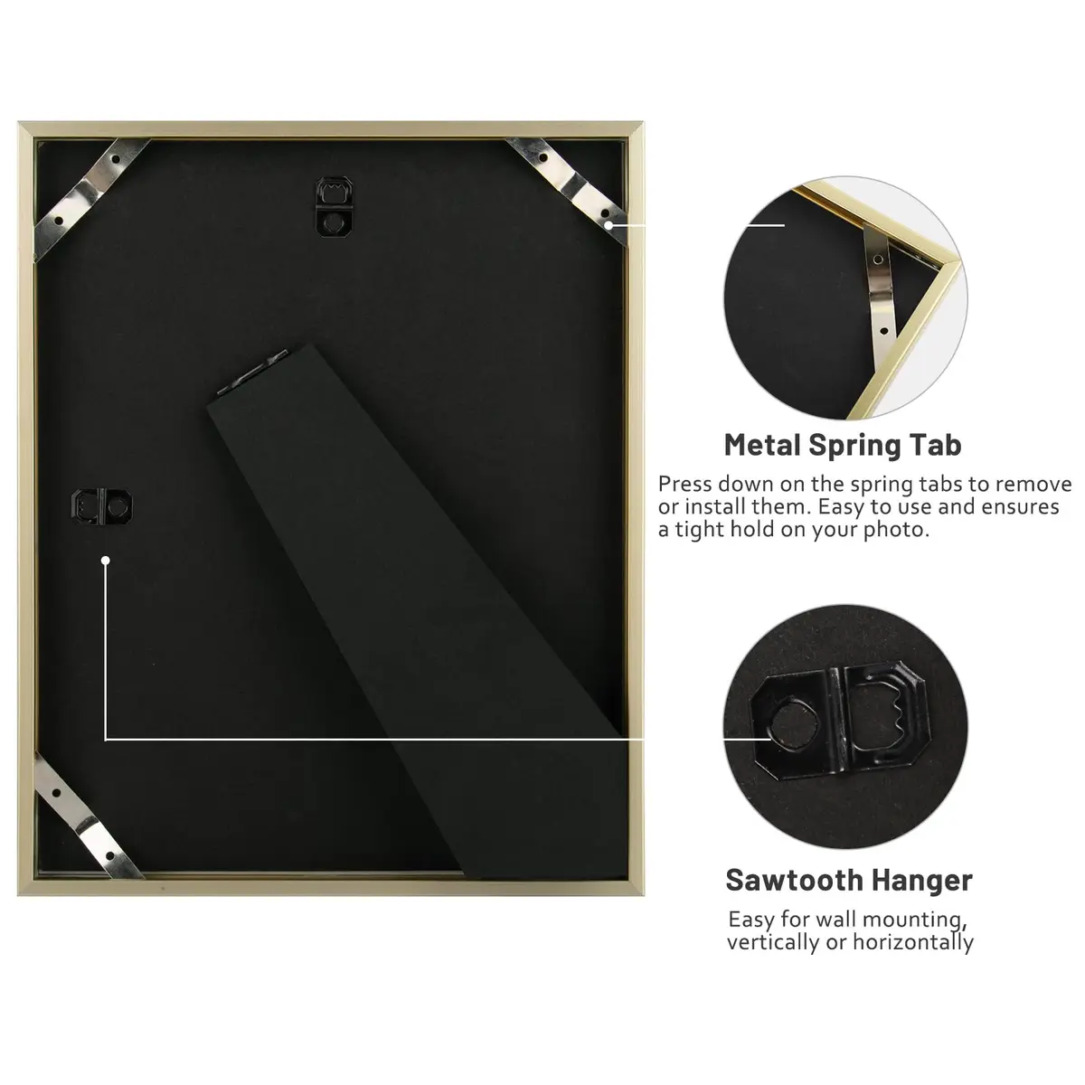 Frametory 8x10 Aluminum Picture Frame with Mat for 5x7 Photo, Gold | Wall & Tabletop Display - view 5