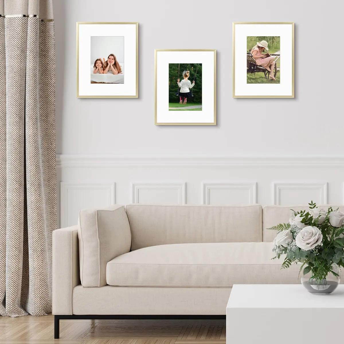 Frametory 8x10 Aluminum Picture Frame with Mat for 5x7 Photo, Gold | Wall & Tabletop Display - view 2
