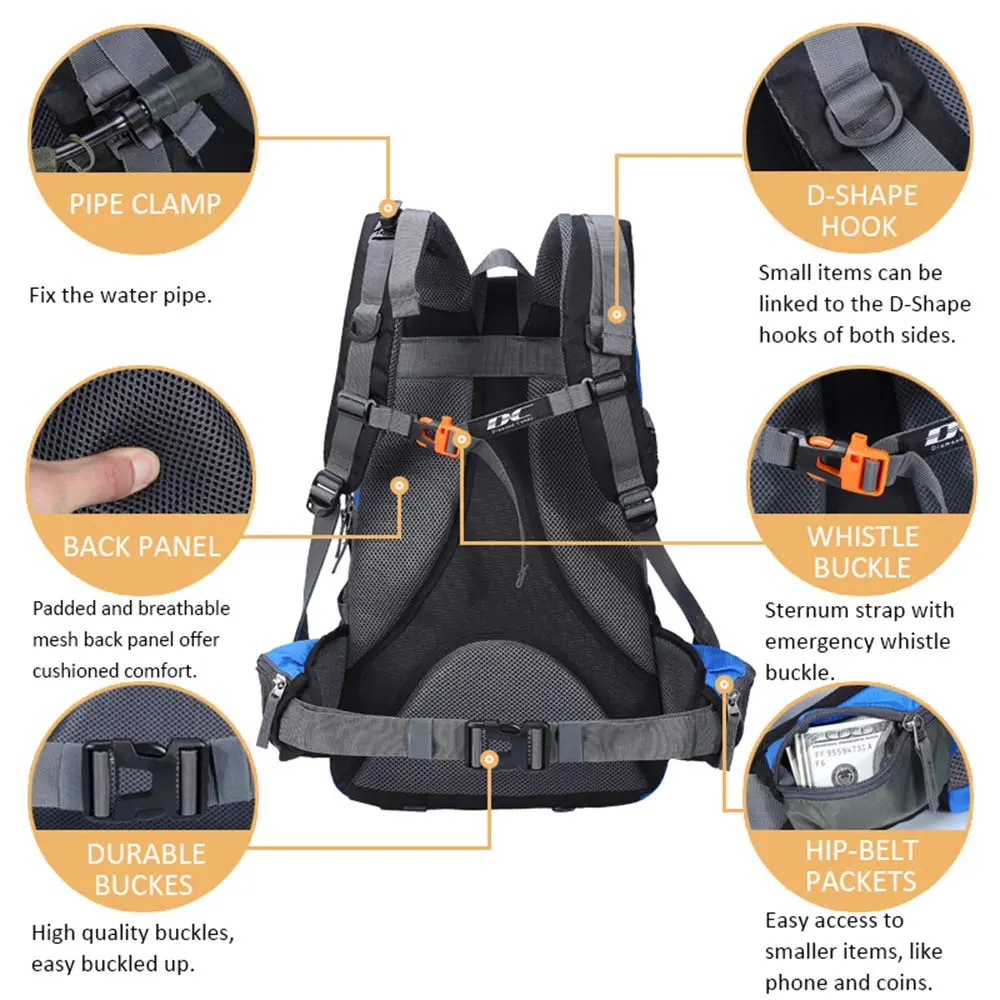 Diamond Candy 40L Hiking Backpack Waterproof Daypack for Men and Women | 40L Capacity, Waterproof Nylon, Breathable Mesh, Multiple Compartments - view 3