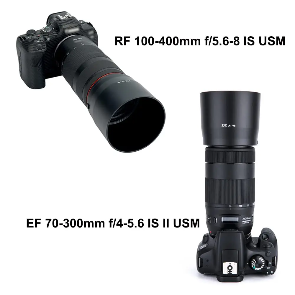JJC ET-74B Lens Hood for Canon RF 100-400mm EF 70-300mm f4-5.6 is II Lens | Minimize flare, protect lens - view 2