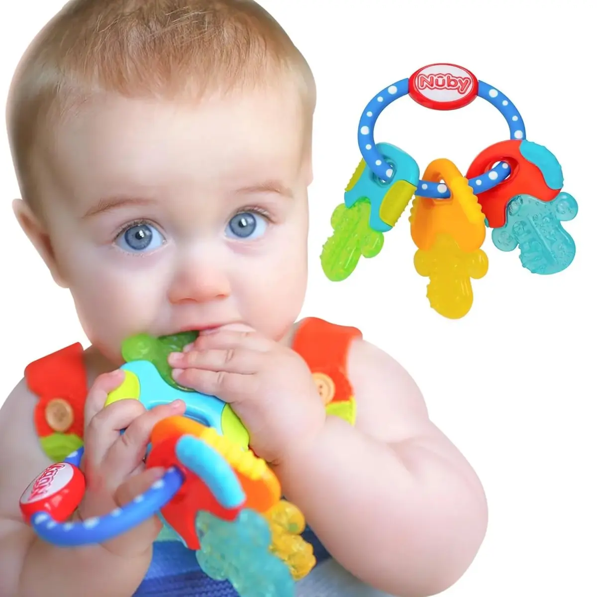 Nuby Ice Gel Teether Keys - Silicone Soothing Baby Teether Toys for Infants - Gentle for Sore Gums - Pink (1 Count) - main product image