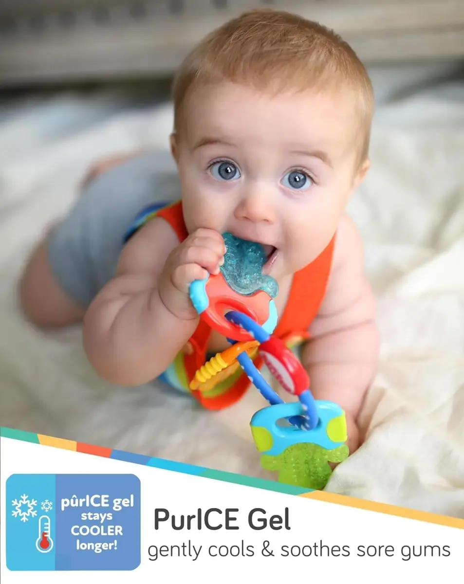 Nuby Ice Gel Teether Keys - Silicone Soothing Baby Teether Toys for Infants - Gentle for Sore Gums - Pink (1 Count) - view 2