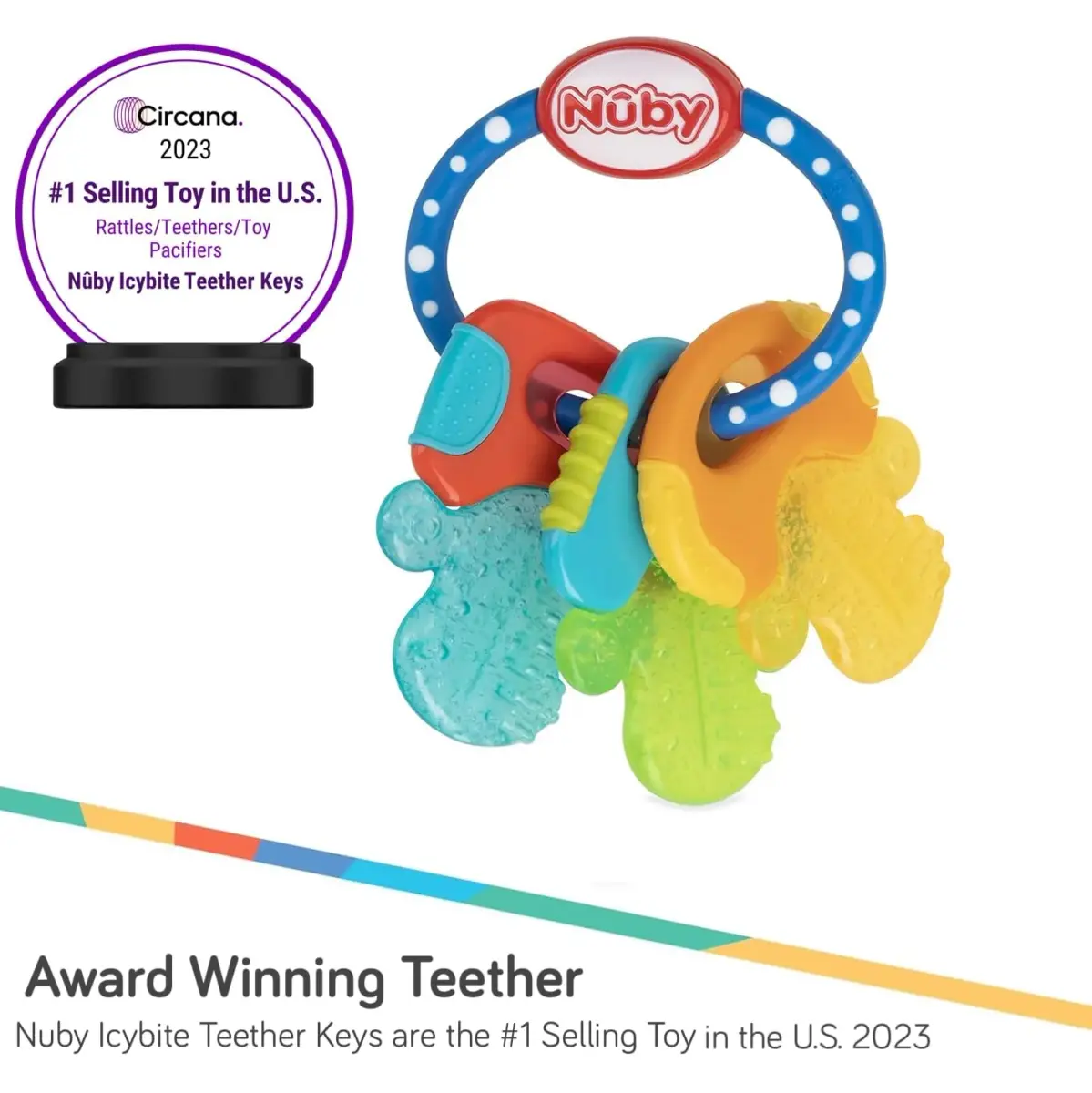 Nuby Ice Gel Teether Keys - Silicone Soothing Baby Teether Toys for Infants - Gentle for Sore Gums - Pink (1 Count) - view 3