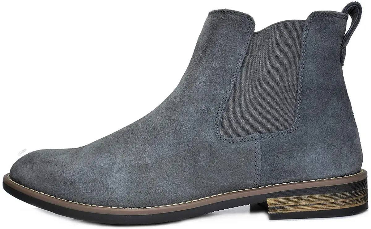 Bruno Marc Men's Classic Chelsea Ankle Dress Boots, Grey, 10 | Crease-Resistant PU & Cushioned Comfort - view 7