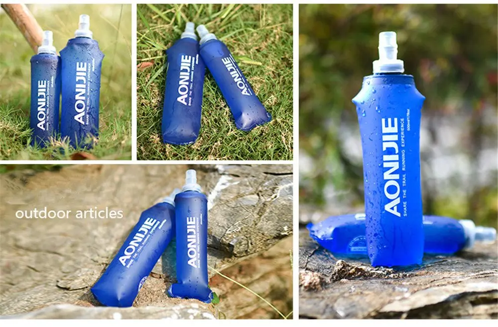 AONIJIE Foldable Soft Flask Water Bottle 500mL (16.9 oz) 2-Pack | Lightweight & Collapsible for Outdoor Sports - view 8